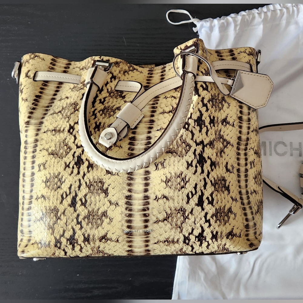 Michael Kors Beige Snake Print Tote